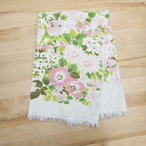VINTAGE 100% cotton hand towel tea KITCHEN Made In USA Cottagecore Pink Floral